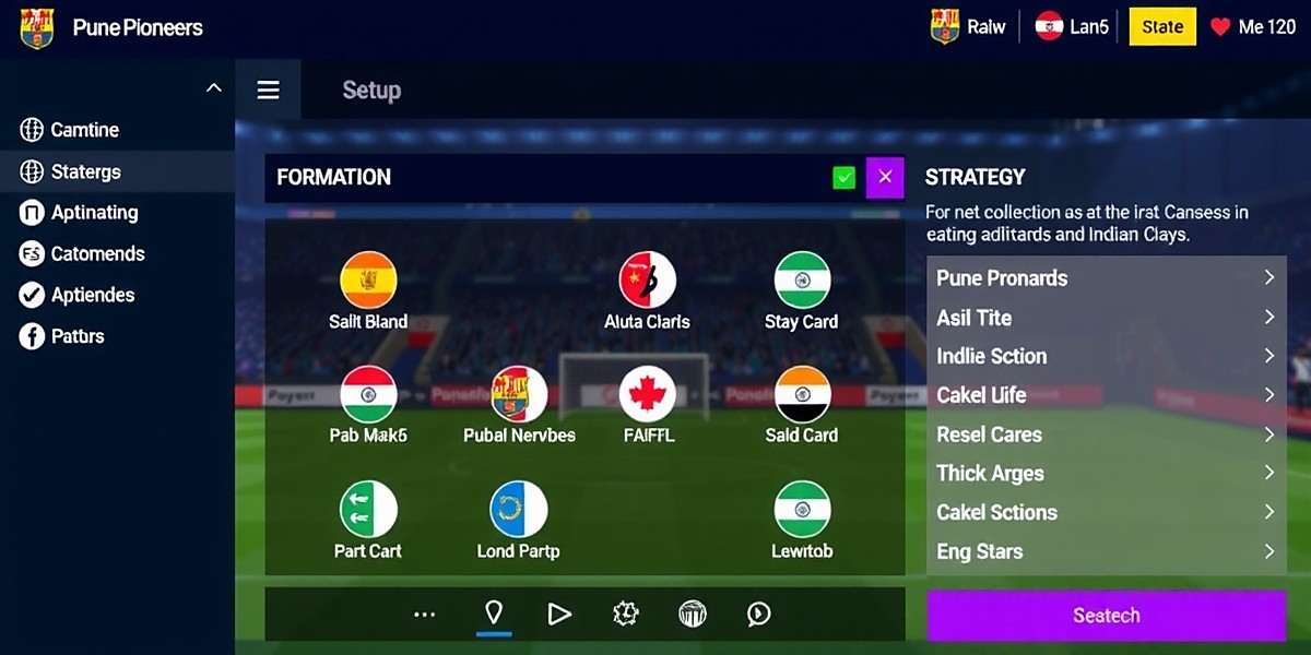 Pune Pioneers FIFA tactical setup screen showing formation and strategy options for Indian teams
